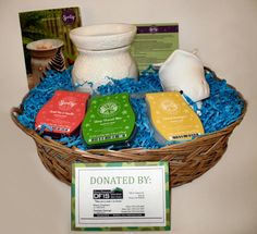 a basket filled with soaps and other items