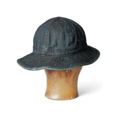 Bucket hat designed to shield from heavy wind and rain. Made from lightweight Japanese denim dyed with true indigo. Selvedge line at the interior. Denim Dye, Denim Bucket Hat, Bucket Hat Design, Men's Beanies, Mens Bucket Hats, Indigo Denim, Japanese Denim, Navy Fashion, Bucket Hats