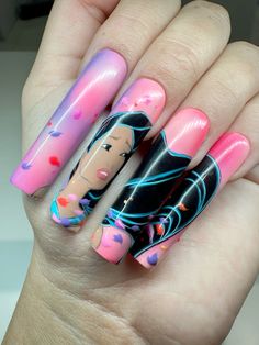 Follow allanyasacrylics on all socials for more! #pocahontasnails #disneynails #pressonnails #prestonnails #airbrushnails #pinterest #smallbusinessowner Pocahontas Colors Of The Wind, Colours Of The Wind, Airbrush Nails, Pocahontas, The Wind, Press On Nails