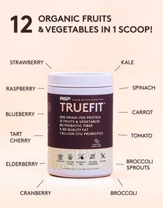 TrueFit has 25g of grass fed whey protein, along with 12 organic fruits and vegetables in just one scoop! This protein powder also has prebiotic fiber and probiotics for gut health-- making it a complete meal replacement that can be ready in seconds. It's low calorie, low carb, and has all natural ingredients with no artificial flavors. It's also gluten free, soy free, and is available as a vegan protein as well for the plant based community. Protein Meal Replacement, Best Meal Replacement, Healing Practices