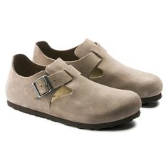 London Suede Leather Taupe | BIRKENSTOCK Birkenstock London, Taupe Shoes, Mens Clogs, European Shoes, Clogs Style, Birkenstock Shoes, Womens Clogs, The London, Suede Shoes