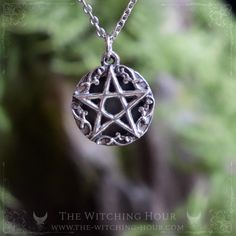 This pentagram necklace, symbolizing the union of spirit with the natural elements (water, earth, air and fire) in the universe, has a large natural rainbow obsidian cabochon attached on the back. The stone appears between the branches of the pentagram, as well as on the back of the pendant. This allows you to wear the pendant on both sides, the pentagram or the stone. - 97% pure pewter (hypoallergenic) - Handmade in France - 20 mm natural rainbow obsidian - Stainless steel chain, hypoallergenic Wiccan Pentagram, Symbole Protection, Pentagram Necklace, Rainbow Obsidian, Amulet Necklace, Five Pointed Star, Natural Rainbow, Stainless Steel Chain, Exclusive Designs