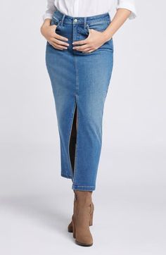 This season-staple maxi skirt is crafted in a light wash from stretch denim with Lift Tuck® Technology smoothes and supports in front and lifts in back. 48 1/2" length (size 8) 67% cotton, 2% elastane, 31% polyester Unlined Machine wash, line dry Imported Fitted Denim Maxi Skirt In Medium Wash, Fitted Full Length Maxi Skirt In Medium Wash, Medium Wash Denim Maxi Skirt, Medium Wash Denim Maxi Skirt Straight Leg, Medium Wash Straight Leg Denim Maxi Skirt, Light Wash Denim Long Skirt, Fitted Medium Wash Maxi Skirt For Spring, Denim Maxi Skirt, Size 16