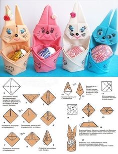 instructions for how to make origami cats