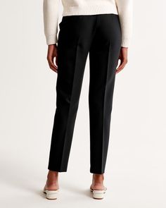 Women's Slim Straight Tailored Pant | Women's Bottoms | Abercrombie.com Slim Fit Straight Leg Business Casual Pants, Slim Fit Straight Leg Pants For Business Casual, Business Slim Fit Tapered Leg Bottoms, Slim Fit Tapered Leg Business Bottoms, Tailored Black Straight Leg Chinos, Elegant Straight Bottoms For Business, Elegant Straight Business Bottoms, Tailored Straight Office Pants, Tailored Straight Pants For Office