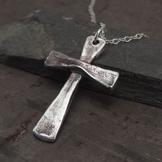 Christian Cross Vintage Style Pendant Necklace Sterling Silver Right Hand Cast Sterling Silver Necklace In Antique Silver, Antique Silver Hand Cast Sterling Silver Necklace, Hand Cast Antique Silver Sterling Silver Necklace, Silver Cross Necklace With Large Pendant, Antique Silver Hand Forged Sterling Silver Necklaces, Hand Forged Sterling Silver Necklace In Antique Silver, Hand Forged Antique Silver Sterling Necklace, Sterling Silver Necklace With Oxidized Cross Pendant, Hand Cast Cross Necklace For A Gift