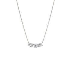 14K White Gold Lab Grown Diamond Emerald Cut Curved Bar Necklace 14K - Adina's Jewels Curved Bar Design, Diamond Anklet, Curved Bar Necklace, Curved Bar, Bold Rings, Shop Engagement Rings, Emerald Cut Diamonds, Diamond Bracelets, Bar Design