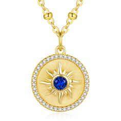 PRICES MAY VARY. ☀ENGRAVED COIN PENDANT NECKLACE: Radiate goddess vibes all year round in this eye catching sun necklace. With this necklace and its small sun pendant you will shine almost as bright as the sun itself. This circle medallion necklace features a sun pendant embellished with AAAAA cu ☀VINTAGE MINIMALIST DESIGN: Idea for all sun lovers. Elaborately crafted from 14k yellow-gold plated 925 sterling silver, an everyday piece designed to wear from desk to dinner. It is perfect for creati Gold Sterling Silver Birthstone Necklace For Her, Gold Cubic Zirconia Birthstone Necklace In Fine Jewelry Style, Gold Sterling Silver Birthstone Necklace Gift For Her, Sterling Silver Birthstone Necklace Tarnish Resistant For Anniversary, Gold Cubic Zirconia Birthstone Necklace, Sterling Silver Tarnish-resistant Birthstone Necklace For Anniversary, Cubic Zirconia Round Birthstone Necklace Gift, White Gold Cubic Zirconia Necklace For Birthday, Anniversary Sterling Silver Tarnish-resistant Birthstone Necklace