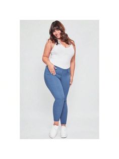 Our Women's Plus Size Hyperstretch Forever Color Skinny Jean is designed to hug your shape and feel like a second skin. Crafted with hyperstretch fabric, this pant is incredibly comfortable and flexible. Tested for quality, YMI has created one of the stretchiest, most comfortable jeans around. It has front faux pockets, a zip fly with button closure, and belt loops. Try for yourself and feel the difference!

Measurement (Based on size 2X)
- Inseam: 30" 
- Rise (To top edge of band): 10" 
- Leg O Stretch Versatile Elastane Jeggings, Comfort Stretch Mid-rise Yoga Pants, Versatile High Rise Pants With 4-way Stretch, Versatile High-rise 4-way Stretch Pants, High Rise 4-way Stretch Versatile Pants, Versatile High-rise Pants With 4-way Stretch, Stretch High Rise Loungewear Pants, High Rise Stretch Pants For Loungewear, Versatile Mid-rise Stretch Jeggings