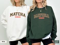 Matcha Weather Sweatshirt - Perfect for matcha tea lovers, this cozy retro tee features a fun matcha graphic design.  Whether it's a gift for her or a stylish addition to your wardrobe, this oversized hoodie is ideal for those cool, matcha weather days. Stay comfy and chic while enjoying your favorite drink with this must-have graphic shirt! Returns / Exchanges Regrettably, due to the personalized nature of our shirts, we are unable to accommodate returns or exchanges on merchandise. In the even Matcha Graphic, Weather Day, Retro Tee, Retro T Shirt, Tea Lovers, Matcha Tea, Oversized Hoodie, Graphic Shirt, Design Graphique