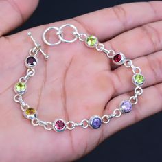 Multi Gemstone Bracelet 925 Sterling Silver Bracelet Handmade Gemstone Jewelry, Cut Gemstone Bracelet For Women Gifted Item For Anniversary Sterling Silver Bracelets Handmade, Multi Gemstone Bracelet, Handmade Gemstone Jewelry, Gemstone Jewelry Handmade, Bracelet Handmade, Bracelet For Women, Sterling Silver Bracelet, Gemstone Bracelet, Sterling Silber