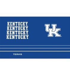 kentucky university ticket card with the word kentucky in white and blue on it's side