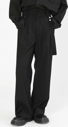 Whether it’s for casual days or formal occasions, it’s time to upgrade your wardrobe with nightcity clothing’s wide leg pleated pants with strap. These lightweight and comfortable pants come with breathable fabric, making them the perfect pair to bring along on your trips. The wide leg fit can be paired with any top, and the strap detail adds a modern twist to any look. Keep your style effortless and comfortable this summer with nightcity clothing’s wide leg pleated pants with strap.
Gender: Men Aesthetic Pants Men, Wide Fit Pants Men, Types Of Pants Men, Formal Pant Men, Wide Leg Pants Outfit Men, Pleated Pants Men, Dark Academia Pants, Pants Design For Men, Wide Leg Pants Men