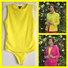 Express Body Contour Collection Bodysuit Crew Neckline Sleeveless Bottom Snap Closure Bright Yellow (Happy) Color Great To Wear On Its Own Or For Layering Size: M Approximate Measurement 14.5"- Armpit To Armpit Condition: Nwt *Worn Briefly For Styling Purposes Only Bundle And Save On Shipping! Smoke Free Environment Questions? Leave A Comment Below! Stretch Bodysuit For Workwear In Summer, Fitted Bodysuit For Summer Workwear, Stretch Sleeveless Bodysuit For Workwear, Summer Stretch Vest For Work, Yellow Stretch Vest, Fitted Spring Bodysuit For Work, Yellow Sleeveless Vest For Work, Fitted Spring Workwear Bodysuit, Fitted Vest For Workwear In Summer