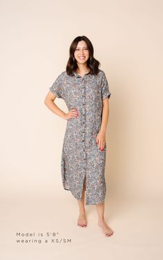 Shop All Colors: HERE Sizing: XS/S (2-6), M/L (6-10), XL/XXL (10-16) Flowy Midi Shirt Dress, Casual Style, Flowy Midi-length Casual Shirt Dress, Midi Length Rayon Shirt Dress For Day Out, Casual Maxi-length Shirt Dress For Brunch, Casual Maxi Length Shirt Dress For Brunch, Casual Midi-length Rayon Shirt Dress, Floral Print Relaxed Fit Dress For Daywear, Floral Print Relaxed Fit Dress For Brunch, Relaxed Fit Floral Print Day Dresses