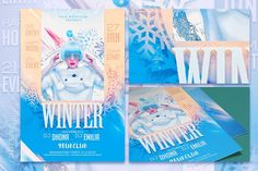 the winter flyer is designed to look like it has snowflakes on its head