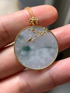 Spiritual Jade Round Pendant Jewelry, Exquisite Round Green Emerald Necklace, Luxury Engraved Jade Jewelry, Exquisite Jade Necklace Gift, Exquisite Jade Necklaces For Gifts, Exquisite Jade Necklace For Gift, Luxury Round Jade Necklace, Luxury Jade Necklace For Gift, Jade Pendant Amulet Jewelry