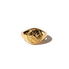 A stunning signet ring, designed to represent power and strength. Our Lion stamp is confident and has fierce individuality. Perfect for men and women as it comes in a range of sizes and is waterproof, tarnish safe and allergy safe. We take care in the details like crafting the underside of the ring in smooth gold so it's a quality piece and a delightful gift, from every angle. Pair it with a blazer or a bikini to add instant aristocrat. The diameter of the ring across the top is approx. 15mm and Adjustable Tarnish Resistant Signet Ring, Adjustable Tarnish-resistant Signet Ring, Everyday Symbolic Engraved Signet Ring, Everyday Engraved Symbolic Signet Ring, Adjustable Symbolic Signet Ring Tarnish Resistant, Vintage Adjustable Signet Ring, Tarnish Resistant, Vintage Adjustable Signet Ring Tarnish Resistant, Vintage Adjustable Tarnish Resistant Signet Ring, Symbolic Engraved Open Ring, Tarnish Resistant