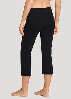 Jockey® Cotton Stretch Slim Flare Capri | Jockey.com High Stretch Solid Cotton Activewear, High Stretch Cotton Activewear, Casual Moisture-wicking Activewear For Pilates, Comfortable Elastane Activewear For Yoga, Casual Comfort Stretch Yoga Pants, Casual Activewear For Pilates, Casual 4-way Stretch Activewear For Pilates, Casual Seamless Stretch Activewear, Casual Stretch Activewear For Pilates