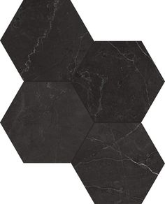 black marble hexagon tiles on white background