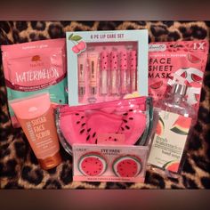 A New Watermelon Scented Spoil Me Bundle. Included Is A Beautiful Tote Bag With Beaded Watermelons. (Refer To Photos) Included Is Also 1) Watermelon W/ Coconut Oil Hand Soap. 1) Watermelon Moisturizing Bath Soak W/ Vegan Collagen, Shea Butter, Kiwi & Avocado Oils. 1) Watermelon Sugar Face Scrub W/ Cactus Water For Hydration. It Is Cruelty-Free & Smooths The Skin. 1) Watermelon Make-Up Case W/ 4 Make-Up Remover Towels. 1) Watermelon Lip Scrub 1) Watermelon Lip Conditioner 1) Watermelon Lip Plumpe Water For Hydration, Sugar Face Scrub, Watermelon Lip Scrub, Watermelon Face, Sugar Scrub For Face, Cactus Water, Moisturizing Bath, Vegan Collagen, Watermelon Sugar