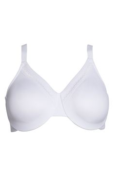 Soft, full-coverage cups and seamless construction offer smooth support in this underwire bra designed for everyday wear. 72% nylon, 28% spandex Hand wash, line dry Imported Underwire Sports Bra With Medium Bust Support And Shaping, Shaping Underwire Sports Bra With Medium Bust Support, Supportive Underwire Stretch Bra, Supportive Stretch Underwire Bra, Classic Full Coverage Nursing Bra With Medium Support, Supportive Padded Full Coverage Bra, Supportive Seamless Underwire Sports Bra, Classic Full Coverage Bra With Padded Cups, Classic Full Coverage Padded Bra