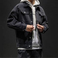 Men's Denim Jacket Autumn Male Jean Coats Black Cargo Big Size Menswear Korea High Quality Trendy Denim Jacket With Multiple Pockets For Fall Streetwear, Fall Denim Jacket With Multiple Pockets For Streetwear, Winter Streetwear Denim Jacket With Multiple Pockets, Winter Denim Jacket With Multiple Pockets For Streetwear, Urban Long Sleeve Denim Jacket, Utility Denim Jacket For Streetwear, Utility Long Sleeve Denim Jacket For Streetwear, Urban Denim Jacket With Multiple Pockets For Streetwear, Urban Denim Jacket With Multiple Pockets For Fall