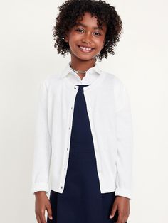 crew neck long sleeves full length button front online exclusive relaxed fit hits below waistmachine wash according to the care instruction label Girls School Uniform, School Uniform Kids, Perfect Cardigan, Cardigan White, White Cardigan, Girls Sweaters, Fashion Sewing, Toddler Boys, For Girls