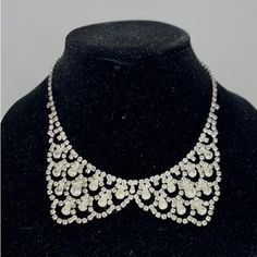 Vtg Orignal By Robert Crystal Rhinestone Bib Choker Necklace Rhodium Rare Measures Approx. 17" Crystal Rhinestone, Womens Jewelry Necklace, Choker, Choker Necklace, Color White, Jewelry Necklaces, Necklaces, Women Jewelry, Crystals