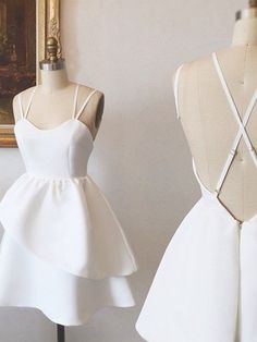 Cute High Low Open Back White Short Prom Dresses, Backless White Homecoming Dresses, White Formal Evening Dresses Homecoming Dresses White, Prom Dresses Backless, School Event Dress, Grad Dresses Short, Preppy Fits, Mini Prom Dresses, Fancy Fashion, Ruffle Bodycon, Mini Homecoming Dresses