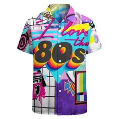 PRICES MAY VARY. Unique design : men's 80s party shirt casual short sleeves designed with front buttons for easy on and off, this shirt features a classic short sleeve style for easy on-trend style. The tapered fit and slim sleeves give you a modern look with a flattering cut that shapes the body for a stylish look that fits most body types. The streamlined design gives you a fresher look and the fabric is light and soft for all-day comfort. High Quality Breathable Material： 80s 90s shirt for me Retro Summer Vacation Short Sleeve Shirt, Short Sleeve Shirt With Retro Print For Summer, Trendy Summer Shirt With Retro Print, Retro Button-up Shirt For Summer, Retro Short Sleeve Shirt For Summer Beach, Retro Short Sleeve Beach Shirt For Summer, Retro Button-up Summer Shirt, Retro Summer Shirt With Retro Print, Retro Printed Hawaiian Shirt