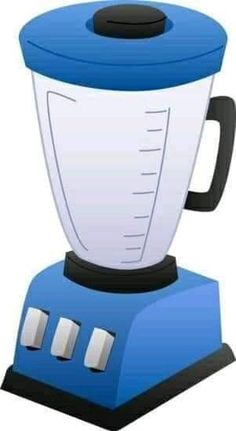 a blender with a blue lid is shown on a white background and has four knobs