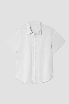 Our Supima Easy Shirt has the right balance of comfort and refinement, now in short sleeve. Supima Jersey is the ultimate in softness, comfort, breathability and natural stretch, so you can stay relaxed all day long. This button down feels like your favorite t-shirt because it's cut and crafted from soft, lightweight Supima cotton jersey. And like our tees, it's also garment-dyed to perfection. -100% American-grown Supima Cotton-Garment Dyed and Preshrunk-Semi-spread Collar-Buttoned Front Placke White Short Sleeve Shirt, White Long Sleeve Shirt, Simple Shirts, Lounge Shorts, Supima Cotton, Sweater Pants, White Shirt, Men Short Sleeve, Short Sleeve Shirt