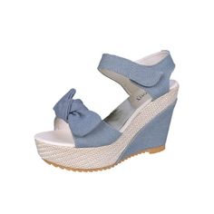 Eco-Friendly Denim Bow Platform Wedge Sandals  When you place an order ,please pay attention to the following points !1. In order to facilitate transportation ,the packaging is plastic bag ,isn't the shoebox !2. About Russia Shipping: Please give us your (Three word) full name !3.Some colors may be different from our pictures,that's normal because ofsurroundings light and display brightness4.Pls read the follows note before you place the order and choose the size according to your foot length.5. Thick Bottom Sandals, Denim Sandals, Modern Sandals, Designer Denim, High Heel Wedges, Womens Summer Shoes, Beige Shoes, Girls Sandals, Platform Wedge Sandals