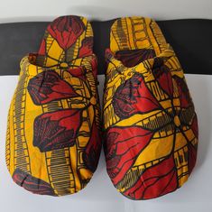 Ankara Print Bedroom Slippers ,Light Weight. Fabric 100% Cotton, Rubber Soles Large Sizes Available Orange Slip-on Casual Slippers, Casual Orange Slip-on Slippers, Print Bedroom, Bedroom Slippers, Ankara Print, Black Orange, Ankara, Orange Black, Slippers