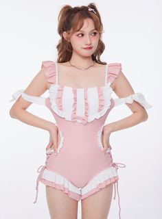 One piece frilly kawaii swimsuit in deep blush-rose, with bow accent, ruffles, white ribbon details at the shoulders, hollow up at the sides, ruffled shoulder straps and tie up bow at the back. Perfect for lake picnics, midnight swim, the beach, oceanfront boardwalk, cruise, pool party, resort weekends, sunbathing in your backyard Swimsuit size conversion US/EU Size XS = Asian Size M swimsuit US/EU size S = Asian Size L swimsuitUS/EU size M = Asian Size XL swimsuit Cute Fitted Ruffle Swimwear, Cute Fitted Ruffled Swimwear, Pink Ruffled One-piece Swimsuit For The Beach, Pink Ruffled One-piece Swimwear For Beach, Pink Ruffled One Piece For Beach, Pink Ruffled One-piece For Beach, Pink Ruffled Swimwear For Beach, Pink Ruffled Swimwear For Beachwear, Pink Ruffled Beachwear Swimwear