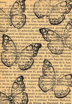 an old book with butterflies drawn on it and the words written in spanish are shown