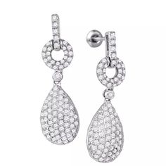 10kt White Gold Womens Round Diamond Teardrop Dangle Earrings 2.00 Cttw Product Specification Gold Purity & Color 10kt White Gold Diamond Carat Weight 2.00 Ct.T.W. Diamond Clarity / Color I1 / H Length 33.5 Mm ( 1.32 Inches ) Width 10 Mm ( .39 Inches ) Gram Weight 5.14 Grams (Approx.) Style Dangles Item Number Gnd-71972 Combined Diamond Weight Of 2.00 Carats Total Weight Represents A Range Of 1.95 - 2.05 Cts. T.W. Photos Enlarged To Show Detail. 100% Satisfaction Guarantee White Drop Diamond Earrings With Brilliant Cut, White Diamond Drop Earrings With Accents, White Teardrop Diamond Earrings In Platinum, White Platinum Dangle Diamond Earrings, White Drop Diamond Earrings, White Drop Diamond Earrings Fine Jewelry, Fine Jewelry White Drop Diamond Earrings, White Diamond Teardrop Earrings, White Diamond Teardrop Earrings With Pave Setting