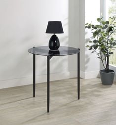 Rosalie Round Smoked Glass Top End Table Sandy Black from Coaster - Luna Furniture Minimalist Profile, Glass Top End Tables, Display Pedestal, Modern End Table, Stylish Table Lamps, Beautiful Table Lamp, Modern End Tables, Modern Side Table, Fresh Cut Flowers