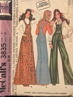 Vintage Coveralls, Mccalls Patterns Vintage, Overalls Vintage, Sewing Case, Patron Vintage, Vintage Overalls, Mode Hippie, 60s And 70s Fashion, Jumper Patterns