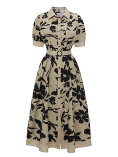 Womens Fashion 1940s Style, Outerwear For Dress, Shirt Dress Vintage, Casual A Line Dress, Floral Dress Outfits Casual, Modern 1940s Fashion, Vintage Style Dresses Classy, 1940s Aesthetic Fashion, Mom Dress Casual