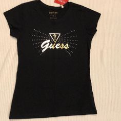 It’s New With Tags 100% Cotton Black Logo Tops For Spring, Trendy Black Tops With Logo, Black Fitted Tops With Logo, Hot Fix, Rhinestone Designs, Cricut, Womens Tops, Tops & Tees, Tags