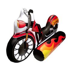 a motorcycle with flames painted on it