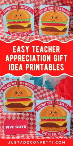 an easy teacher appreciation gift idea printables for kids to use on the table