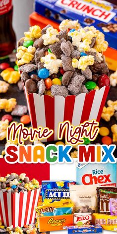 the movie night snack mix is on display