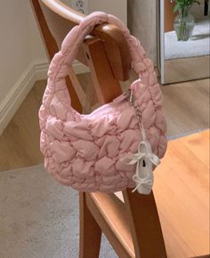 Pink Puffer Bag, Cos Bags, Student Aesthetic, Puffer Bag, Cloud Bag, Pink Shoulder Bag, Kawaii Crochet, Anime Guys Shirtless