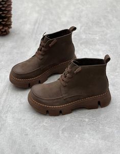 Winter Waterproof Sturdy Handmade Retro Boots — Obiono Winter Boots Snow, Retro Boots, Handmade Leather Boots, Boots Wide, Winter Ankle Boots, Winter Snow Boots, Martin Boots, Wide Boots, Boots Fall