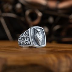 Owl night bird minimalist ring for men, Nocturnal animal symbol of wisdom jewelry in sterling silver for wedding gift, Signet ring for her The owl is often seen as a messenger from the spirit world, bringing messages of guidance and enlightenment. Whether it is in ancient or modern jewelry, the owl has remained a powerful and enduring symbol of wisdom, intelligence, and the mysteries of the unknown. All our products are made in 925 sterling silver, the highest quality precious metal. Our product Owl Signet Ring, Bird Minimalist, Owl Night, Animal Symbol, Symbol Of Wisdom, Owl Ring, Animal Symbolism, Nocturnal Animals, Owl Jewelry