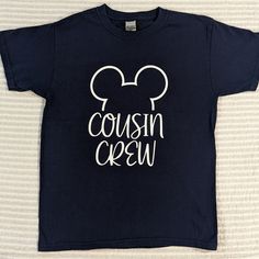 Gildan Heavy Cotton Custom "Cousin Crew" Disney T-Shirt Youth Size M Navy Nwot *See Closet For Matching Sibling Shirt Listing Disney Sibling Shirts, Cousin Disney Trip Shirts, Cousin Crew Disney Shirts, Matching Sibling Shirts, Matching Disney Shirts, Cousin Crew, Disney T Shirt, Sibling Shirts, Disney T