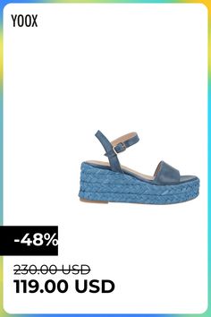 leather, no appliqués, solid color, buckle fastening, round toeline, wedge heel, rubber sole, leather lining, contains non-textile parts of animal origin , Color: Slate blue , Size: 6